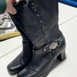 Women’s Harley Davidson Leather Boots Zipper Size 8.5 Balck